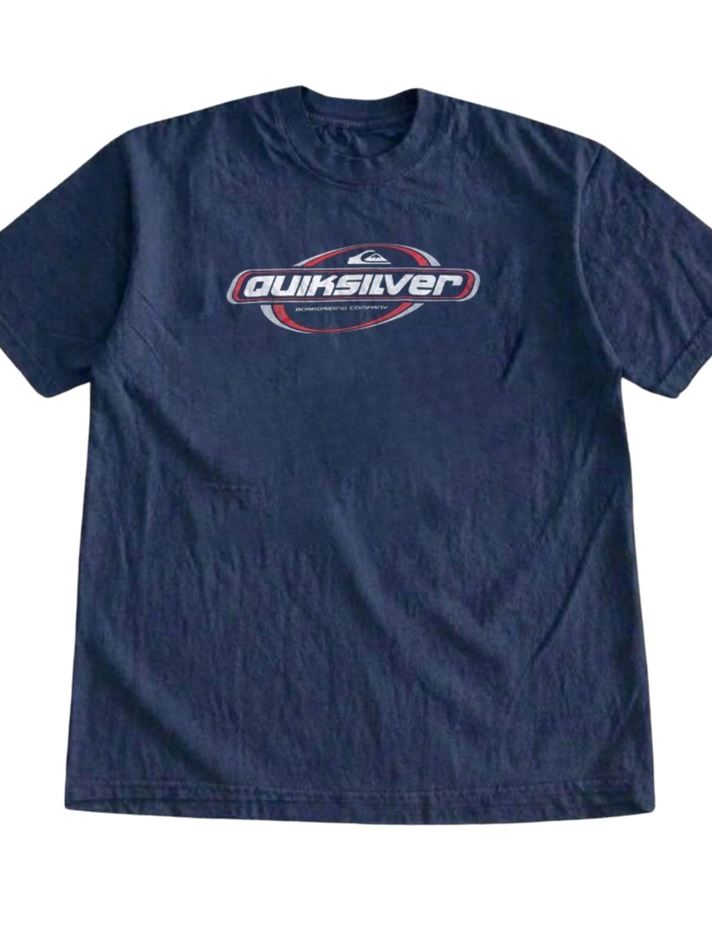Gildan Navy Tee with Red & White Quiksilver Logo, Gift For Her, For Him